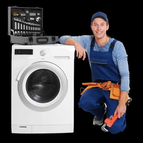Technician repairing a home appliance component